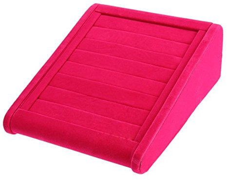 Fuhjythy Samt Ring Organizer Schmuck Display Regal Ohrring Aufbewahrungskoffer Box Tray Halter, Rose rot