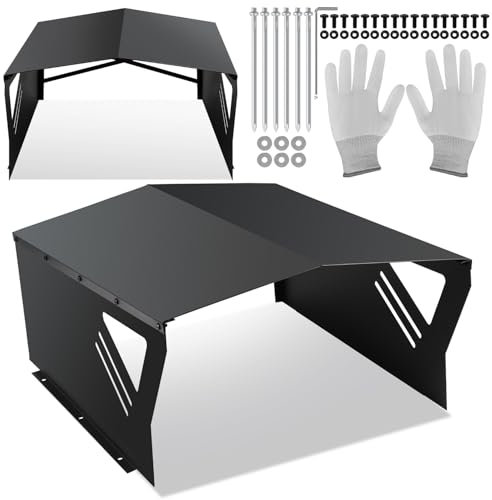 Herrselsam Tettoia di protezione zincata per tosaerba, robot tosaerba, con guanti e protezione UV, ideale contro pioggia e grandine, 78 x 60 x 34 cm, colore nero