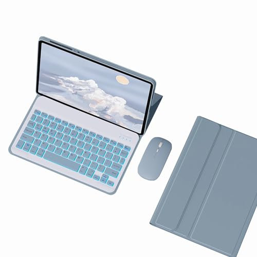 Funda con Teclado, Funda con Teclado para Xiaomi Pad 6 Pro de 14, retroiluminación de 7 Colores, Teclado inalámbrico magnético Desmontable con Mouse Bluetooth, Azul