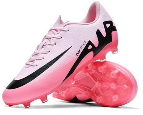 KUUK Men's Women's Football Boots Teenagers Football Shoes Artificial Grass Indoor Shoes Football Turf Indoor Outdoor AG FG TF Competition Training Shoes Unisex, 2286 Ag Pink, 12 UK