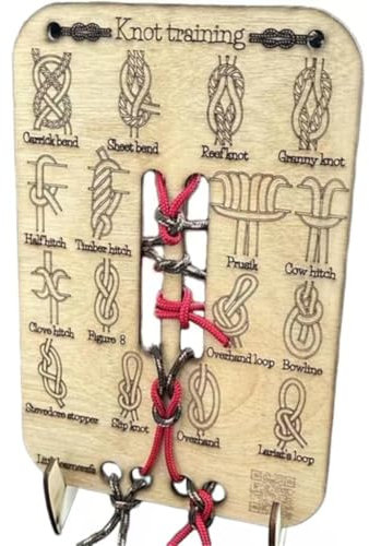 Knot Tying Practice Board Kit Learn Knot Training Board with Stand & 3 Ropes Set