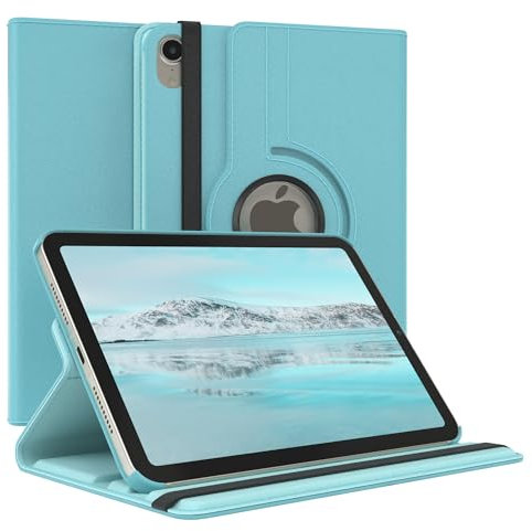 EAZY CASE - Custodia per iPad Mini 7 (2024) tablet Cover protettiva Smart Cover Supporto rotante Astuccio pieghevole 360° girevole con funzione stand Similpelle Blu