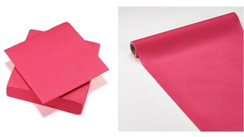 40 Serviettes Rose Fuchsia Tex Touch FSC® - 38x38cm + Chemin de Table 3en1 Airlaid Rose Fuchsia FSC® - 0.40x4,80m