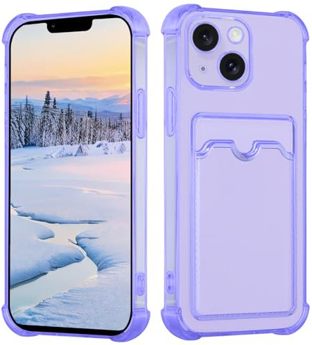 Yarxiawin para Funda iPhone 14 Transparente TPU con Tarjetero Silicona Case Aesthetic, Carcasa Apple iPhone 14 Antigolpes Suave Ultrafina Delgada Rosa Capa (Lila)