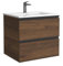 Mueble de Baño BEQUIA Metal 60cm Nogal | Lavabo Porcelana Centrado