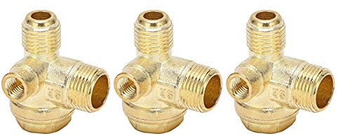 3 Stück Rückschlagventil, 3-Wege-Messing-Luftkompressor-Gewinde, zentrales pneumatisches Zubehör, 8 mm, 16 mm, 14 mm