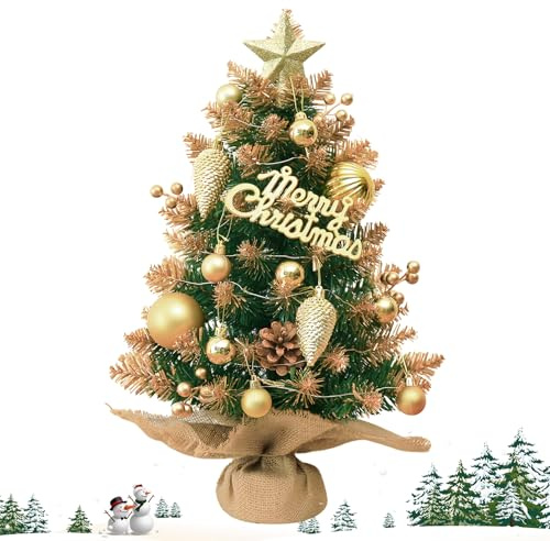 Mini Artificial Christmas Tree, Small Table Christmas Tree, 45cm Mini Xmas Tree, with Pinecones Ball for Christmas, Home, and Office Decorations
