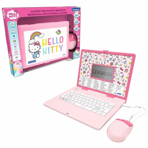 Lexibook, Hello Kitty, Laptop Educativo Bilingue Inglese/Italiano, 164 attività: Lingua, Scrittura, Matematica, Logica, Musica e Giochi, per Bambini e Bambine, JC598HKi5LXB