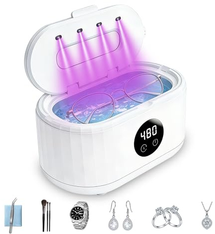 Vyzlix Ultraschallreinigungsgerät 640ml, 49000Hz Brillenreinigungsgerät (Perlweiß)