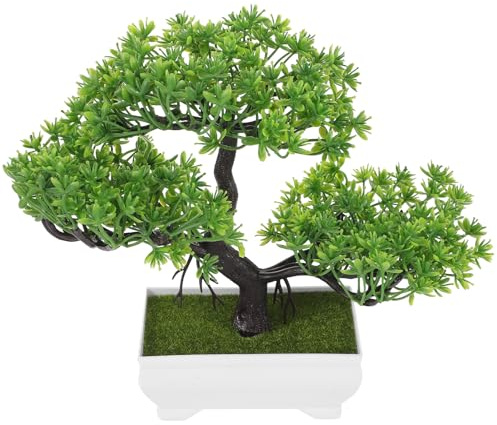 Angoily Dekorative Deko Kunstpflanzen Kleiner Bonsai Baum aus Kunststoff Kleine Künstliche Tanne für Zuhause und Café Realistisch Langlebig und Frisch Bleibend