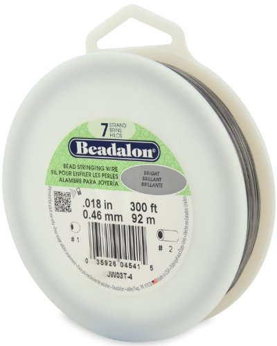 Beadalon 0.46 mm Diameter 92 m Reel 7 Strand Wire, Bright