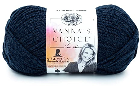 Lion Brand Yarn Vanna's Choice, Aran Weight Yarn for Knitting, Crochet, and Crafts, Navy, 1 Pack | Everyday Basic Worsted Weight Acrylic Knit & Crochet Fiber for Blankets, Bags, Sweaters, Hats, Scarves