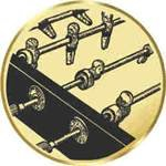 S.B.J - Sportland Pokal/Medaille Emblem, Motiv Tischfußball, Durchmesser 50 mm, Gold