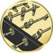 S.B.J - Sportland Pokal/Medaille Emblem, Motiv Tischfußball, Durchmesser 50 mm, Gold