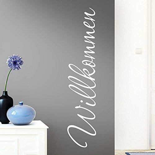 Grandora Wandtattoo Wort Willkommen I weiß 26 x 120 cm I deutsch Flur Diele Eingang selbstklebend Aufkleber Wandaufkleber Wandsticker W1099