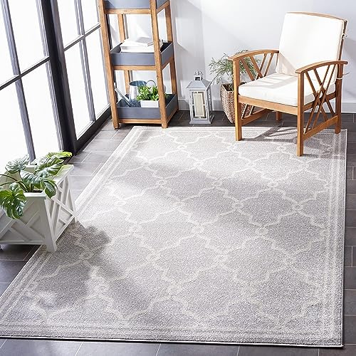 SAFAVIEH Amherst Collection Accent Rug - 2'6 x 4', Light Grey & Ivory, Trellis Design, Non-Shedding & Easy Care, Ideal for High Traffic Areas in Entryway, Living Room, Bedroom (AMT414B)