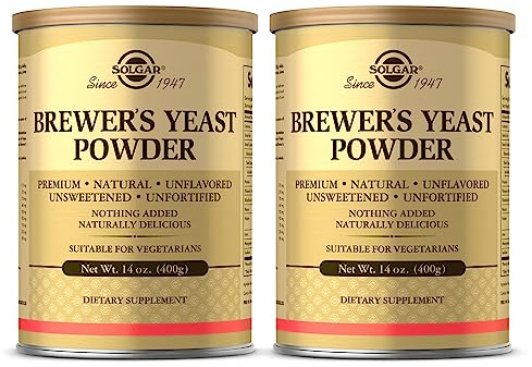 Solgar Brewer's Yeast Powder - 14 oz, Pack of 2 - Natural, Unflavored & Unsweetened - Suitable for Vegetarians - 26 Servings