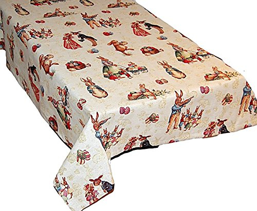 Bezaubernde TISCHDECKE 130x170 cm eckig Tafeltuch Tischtuch Ostern Landhaus rustikal GOBELIN Biedermeier Osterhase (Tischdecke 130x170 cm)