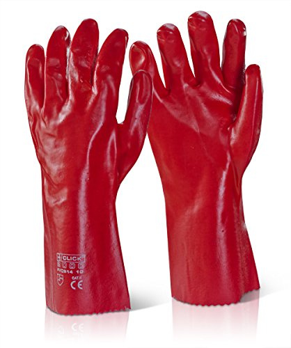 PVC GAUNTLET OPEN CUFF 14 INCH RED