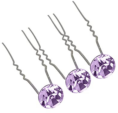 WedDecor 5pcs Light Purple Hair Pins with Large Diamante Rhinestone Crystal for Women Girls Curls and All Type of Hair Wedding Bridal Accessories