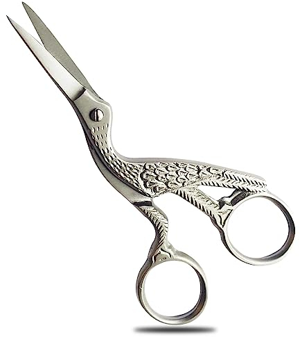 Stickschere mit Storchmotiv und Kreuzstich-Nähschere, kleines Vogel-Werkzeug, Silber