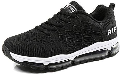 frysen Herren Damen Sportschuhe Laufschuhe mit Luftpolster Turnschuhe Profilsohle Sneakers Leichte Schuhe Whiteblack 41