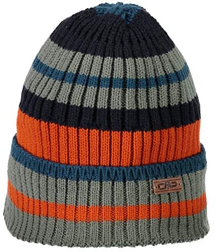CMP Erwachsene Mütze Strickmütze 5504735J, Kaky/Orange/B.Blue, One Size, 5504735J