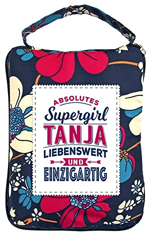 History & Heraldry Design Top Lady Tasche: TANJA/Einkaufstasche, Strandtasche, Sporttasche, Blumenmuster/vielseitig, praktisch, personalisiert mit Name und Spruch