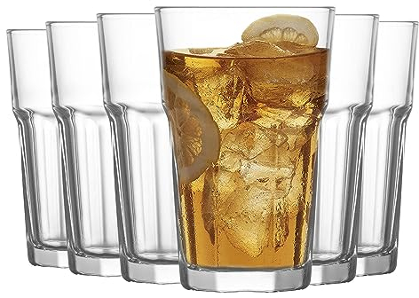 LAV 12x Clear 300ml Aras Highball Glasses - Tall Hi Ball Glass Water Gin Juice Cocktail Drinking Glassware Tumblers Set