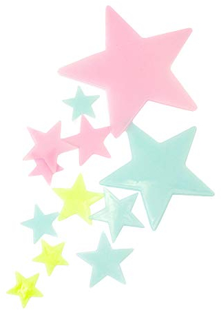 Oblique Unique® Wandtattoo Leuchtaufkleber Leuchtsticker Fluoreszierende Aufkleber Wandsticker Dinosaurier Sterne Bunt - Wählbar (Sterne Gross)