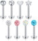 FECTAS 8pcs lèvres labret goujon en acier inoxydable 16G 6/8mm barres tragus monroe helix cartilage piercing bijoux
