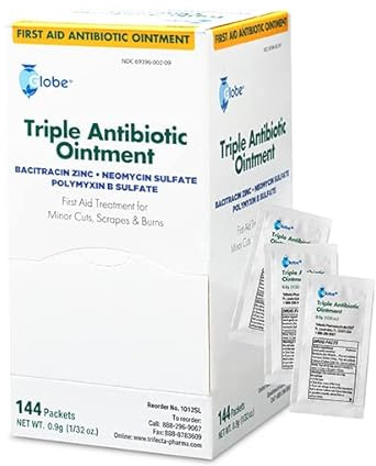 Globe Triple Antibiotic Ointment 0.9g Packets, First Aid 144-Count