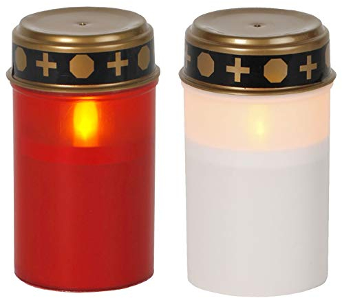 NETPROSHOP LED Batterie Grablicht Flackernd mit Timer Weiß oder Rot Outdoor, Farbe:Weiss