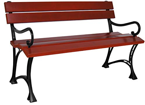 k koma Parkbank 120cm GARTENMÖBEL Sitzbank Gartenmöbel Holzbank Bank MASSIVHOLZ (Eiche Dunkel)