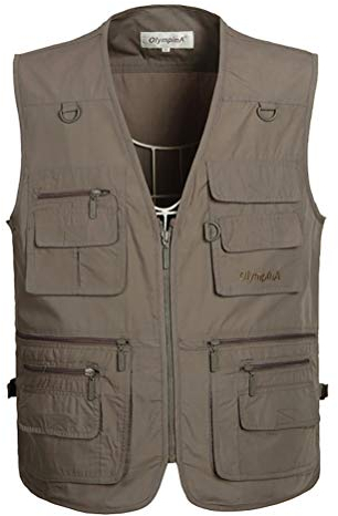Daoba Herren Outdoor Sport Weste Baumwolle Safari Westen mit Vielen Taschen für Jagd Angeln Camping