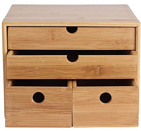 Emoshayoga Teekiste Teeaufbewahrungsboxen Langlebige 3-lagige Bambus Schreibtisch Organizer Tee Aufbewahrungsbox Tablett Organizer Truhe mit Schublade für Haushaltsküchen