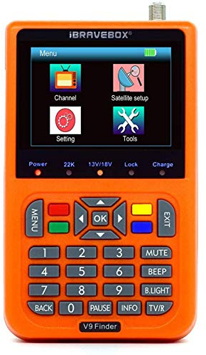 Digital Satfinder, V9 Digitaler Satelliten-Signalfinder mit eingebautem Li-Ionen-Akku, 3,5 Zoll LCD-Display, Full HD, 16-Bit, OSD 64 MB, 1 GB, DDR3, Unterstützung H.265(Orange)