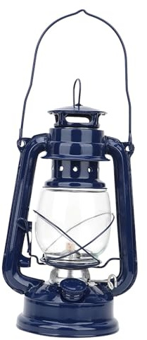 Demeras Lámpara de Aceite Luces de Camping al Aire Libre Luces de Linterna de tormenta Lámpara de Queroseno para la decoración del Patio del hogar(Blue)
