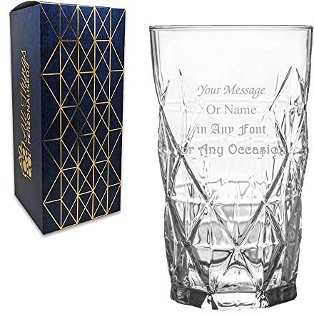 Personalised Engraved Deco Hiball Cocktail Tumbler with Gift Box, Customise with Your Message