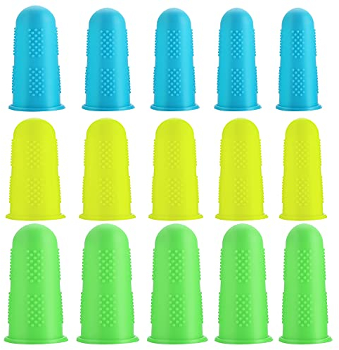 Molain Finger Protectors, 15 Pieces Hot Glue Finger Protectors Silicone Cut Resistant Finger Guard Caps Accessories for Wax Resin Honey Adhesives Scrapbooking Sewing Crafts