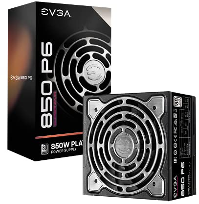 EVGA Supernova 850 P6, 80 Plus Platinum 850 W, entièrement modulaire, mode Eco avec ventilateur FDB, avec autotesteur de mise sous tension, taille compacte de 140 mm, alimentation 220-P6-0850-X1
