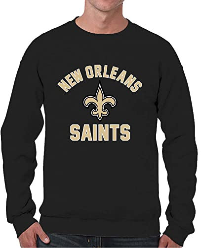 NFL Gameday Crewneck Sweatshirt Baumwolle Fleece Pullover Herren Damen, Schwarz, Large