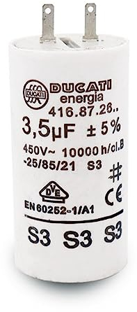 SOMFY Rollladen Kondensator 3,5µF Ersatzkondensator Hochwertiger Motorkondensator 2.8mm Zylinderkondensator 2.8mm Faston Boden Schraube M8 für Jalousienmotoren