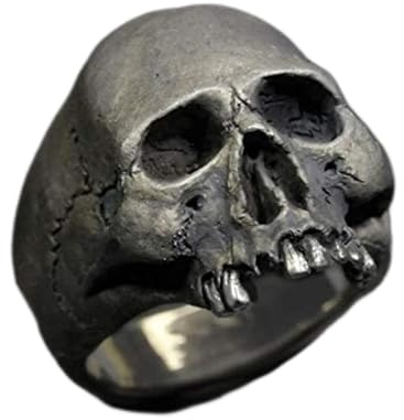 LOKILOKI Vintage Herren Punk Skelett Ring Gothic Punk Geisterkopf Schädel Ring Hip-hop Herren Horror Skelett Lokomotive Rock Biker Schmuck
