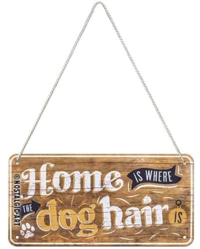 Nostalgic-Art Retro Hängeschild, Home is Where the Dog Hair is – Geschenk-Idee für Hunde-Besitzer, aus Metall, Vintage-Design zur Deko, 10 x 20 cm