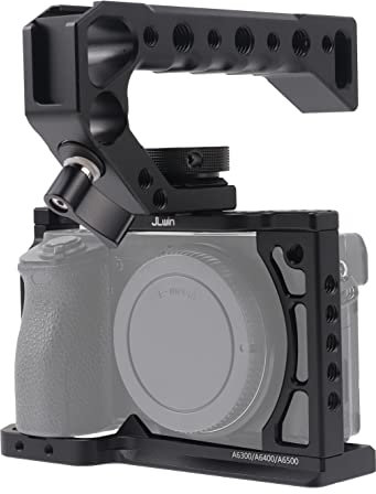 Hersmay A6500/A6400/A6300 Camera Cage Video Stabilizer with Top Handle for Sony A6500 A6400 A6300 A6000 A6100 Cameas DSLR Rig with Cold Shoe,Handle Locating Holes,Multiple 1/4 3/8 Screw Holes
