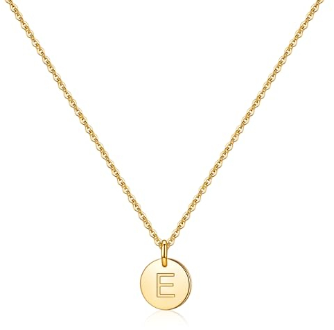 TINGN Geschenke für Mädchen 6 7 8 Jahre, Disc Buchstaben Halskette für Frauen Teenager Mädchen Gold Kette mit Buchstaben E Kette für Frauen Gold Schmuck Mädchen Disc Buchstaben Kette Mädchen