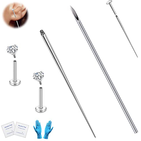 BodyAce G23 Titan Gewinde Piercing Taper Insertion Pin, 14G 16G 18G Lippen Ear Assistant Tool, Ohrringe Nasen Body Piercing Stretching Kit Navel Lip Eyebrow [A:16G(1.2mm)]