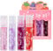 Greoer 4 Pieces Lip Balm Lip Oil Set, Fruit-flavored Moisturizing Lip Gloss, Plumping Lip Gloss Crystal Jelly Liquid Lipstick for Women and Girls
