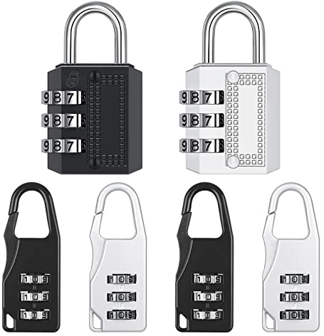 6 Stück Klein Vorhängeschloss mit Zahlencode, Zahlenschloss 3 Stellig, Kofferschloss Zahlenschloss Zinklegierung, Vorhängeschloss Wetterfest, für Schließfach, Garderobe, Kleiderschrank, Rucksack